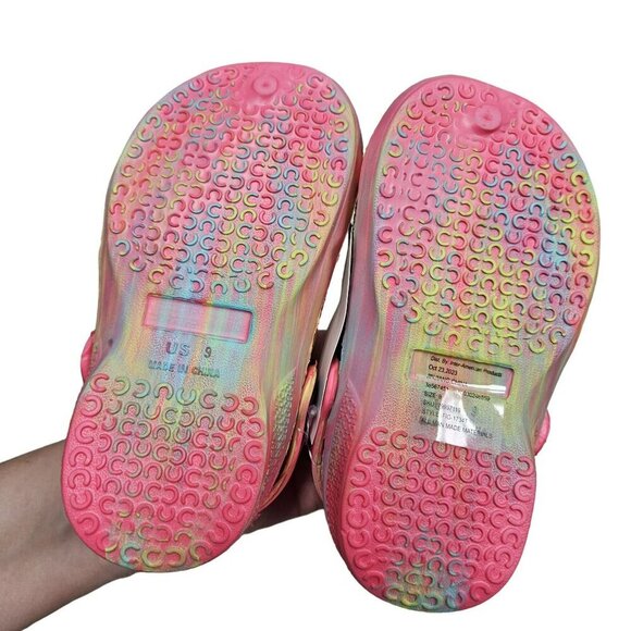 NWT Toddler Rainbow Clogs Size 9 Pink Tie-Dye Clogs With Cloud Charm Slip on - Picture 2 of 10